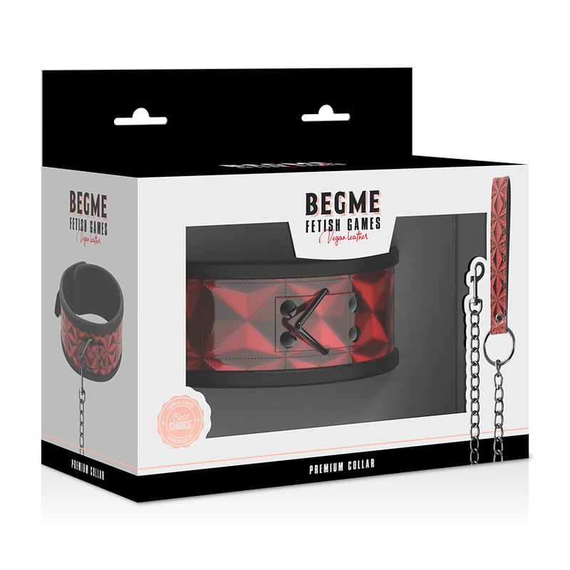 BEGME - PREMIUM RED EDITION VEGAN LEATHER NECKLACE WITH NEOPRENE LINING