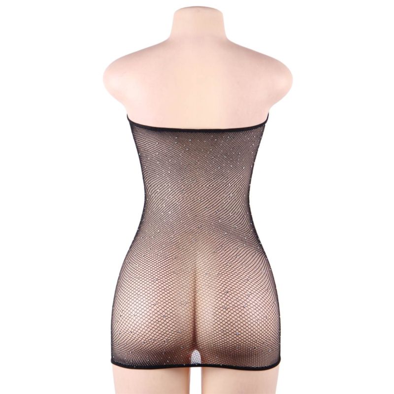 QUEEN LINGERIE - DIAMOND FISHNET BODY DRESS S/L