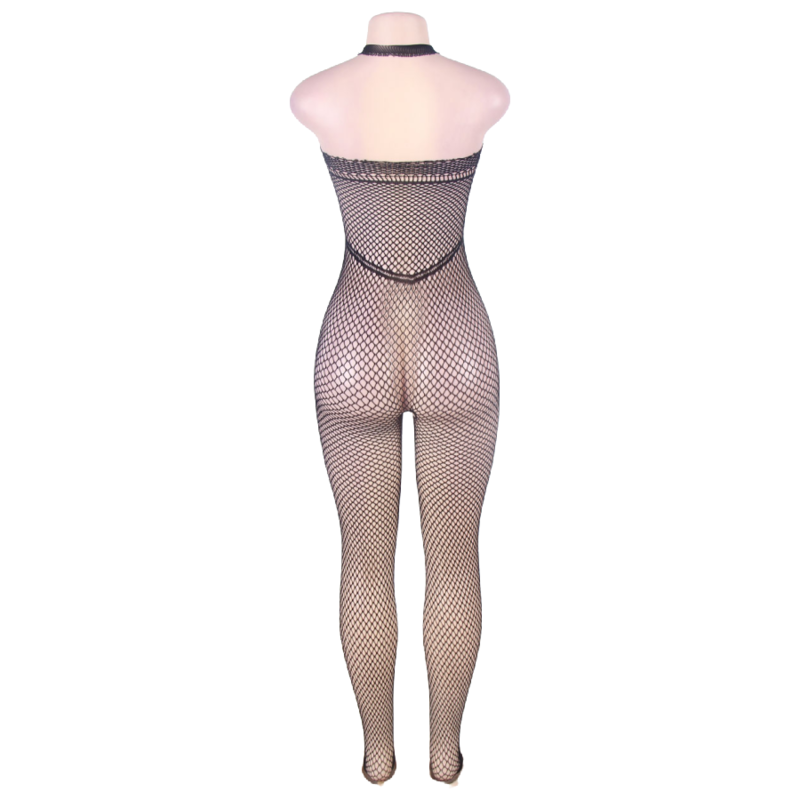 QUEEN LINGERIE - NECKHOLDER UND OFFENER RÜCKEN BODYSTOCKING S/L