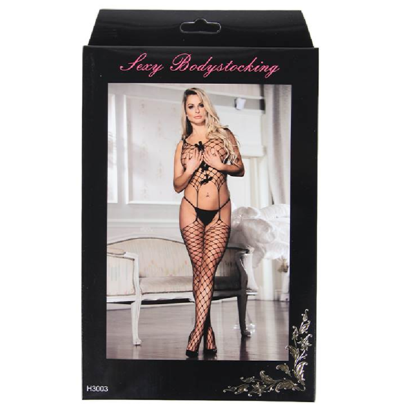 QUEEN LINGERIE - BODYSTOCKING NETZ MIT BÄNDERN S/L