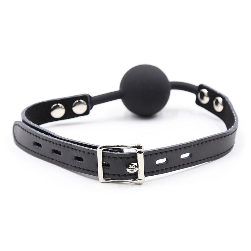 OHMAMA FETISH - SILICONE BALL GAG WITH LEATHER BELT (PADLOCK INCLUDED)