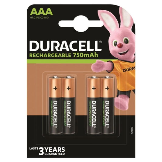 DURACELL - BATERIA RECARREGVEL HR03 AAA 750mAh 4 UNIDADE