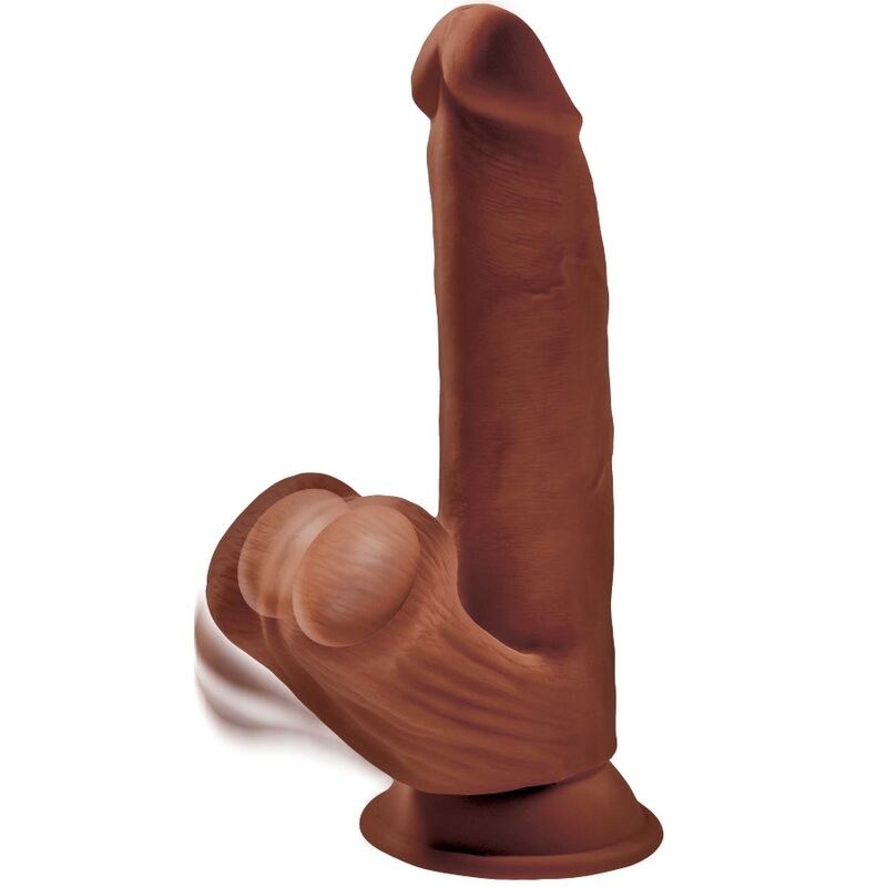 KING COCK - PLUS 3D DILDO SWING BALLS 24,5 CM BRAUN