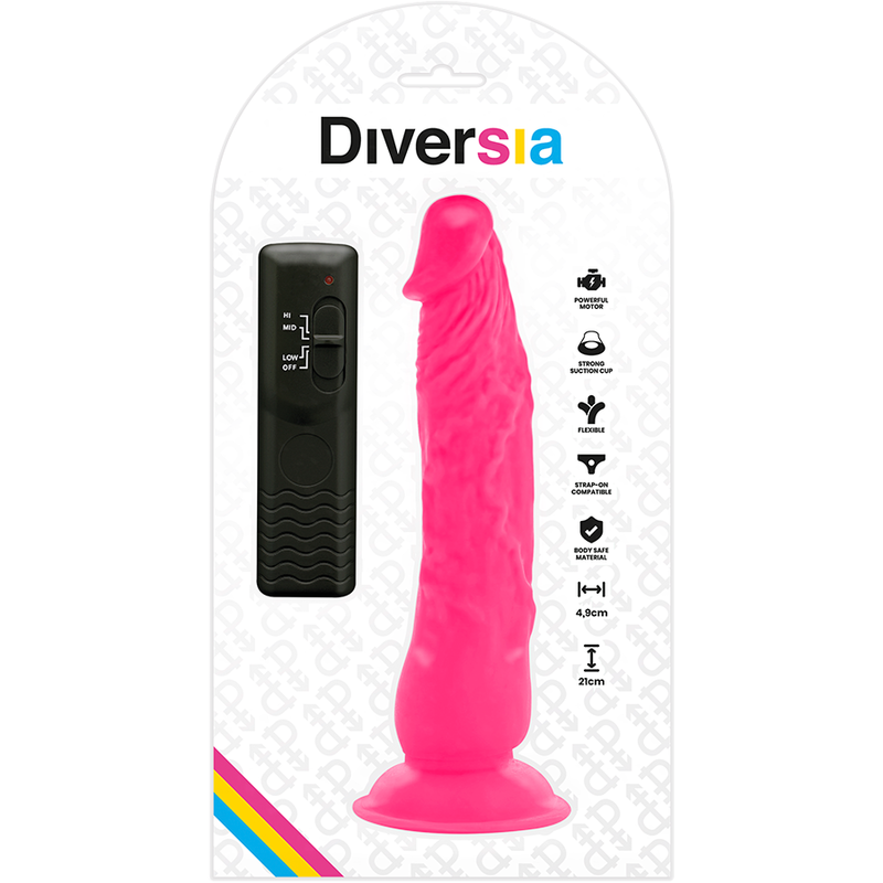 DIVERSIA - FLEXÍVEL VIBRATÓRIO ROSA 21 CM -O- 4.9 CM