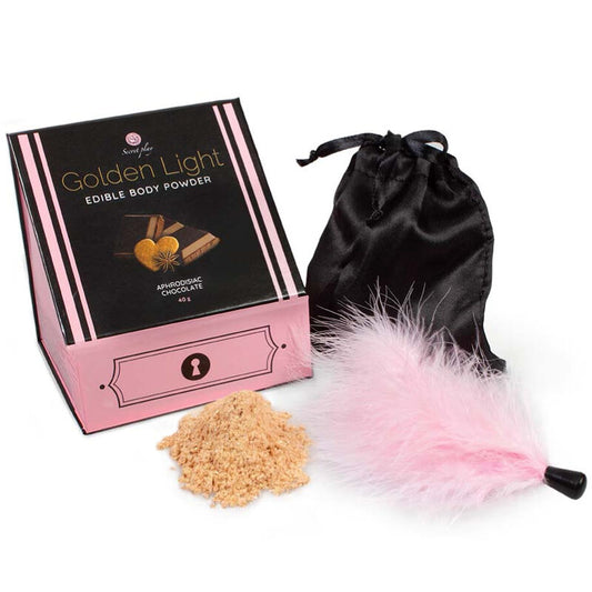 SECRETPLAY - GOLDEN LIGHT KIT EDIBLE POWDER AND APHRODISIAC CHOCOLATE FEATHERS