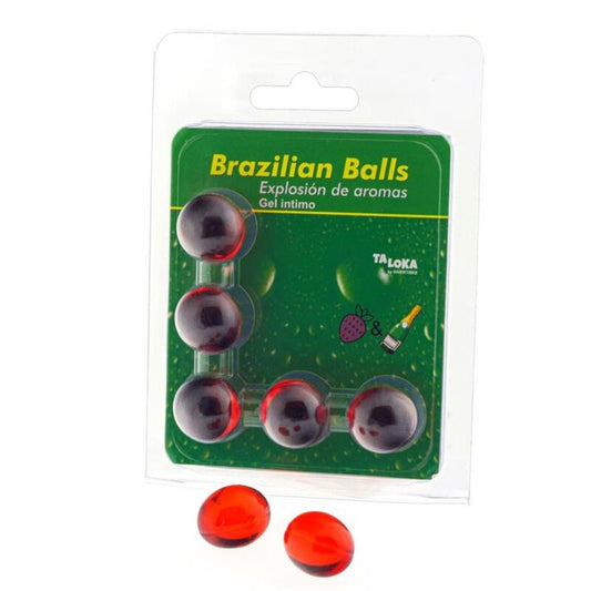 TALOKA - 5 BRAZILIAN BALLS STRAWBERRIES AND CHAMPAGNE INTIMATE GEL