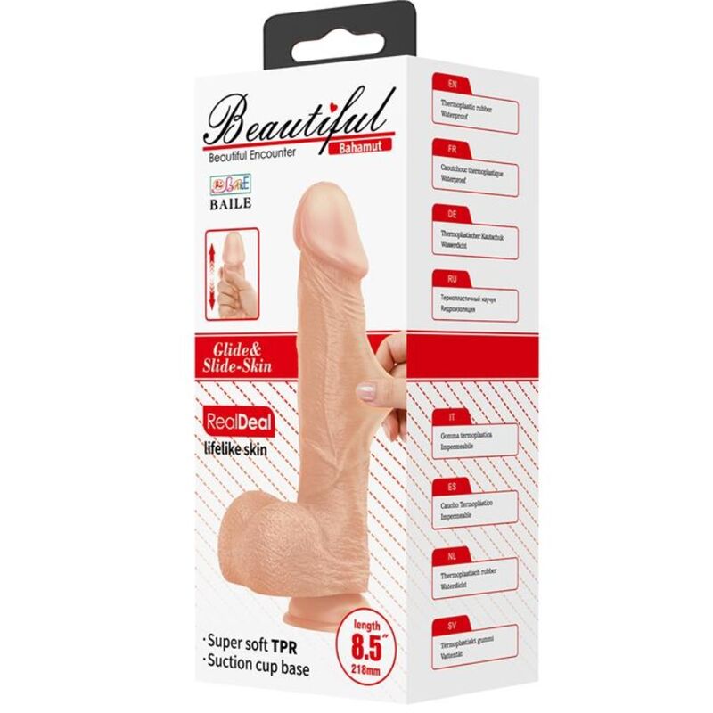 BAILE - BELO ENCONTRO BAHAMUT DILDO REALÍSTICO FLEXÍVEL 21.8 CM NATURAL