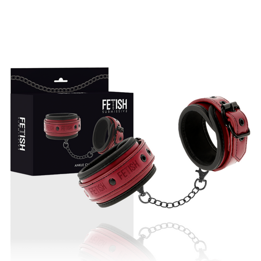 FETISH SUBMISSIVE DARK ROOM - VEGAN LEATHER ANKLE CUFFS WITH NEOPRENE LINING