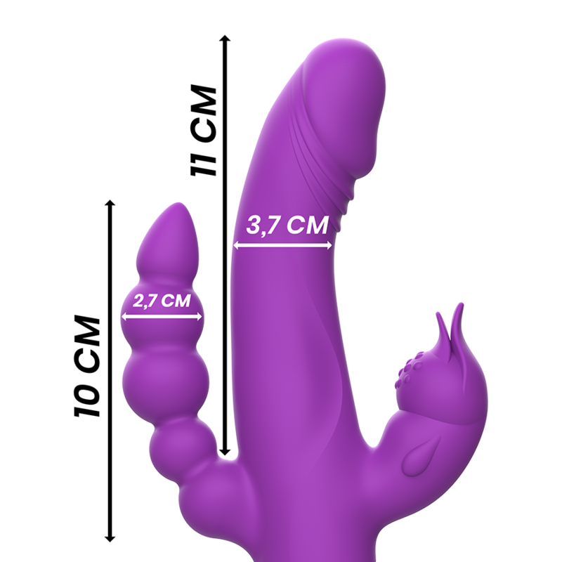 INTENSE - VIBRADOR DE SILICONE CASANOVA COELHO TRIPLO MOTOR ROXO