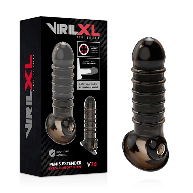 VIRILXL - V15 BLACK PENIS EXTENSION AND SHEATH