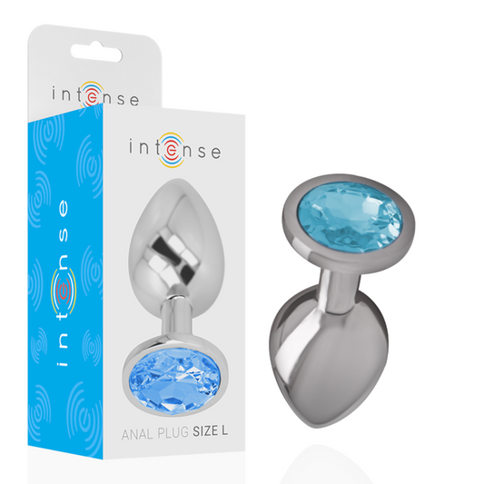 INTENSE - ALUMINIUM-METALL-BUTT-PLUG MIT BLAUEM KRISTALL, GRÖSSE L