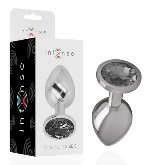 INTENSE - ALUMINUM METAL BUTT PLUG WITH BLACK CRYSTAL SIZE S