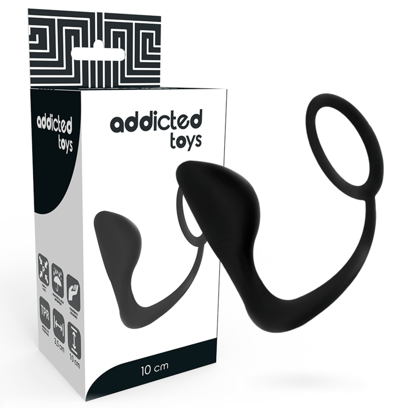 ADDICTED TOYS - BLACK ANAL PLUG WITH COCK RING