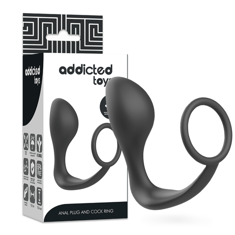 ADDICTED TOYS - BLACK SILICONE BUTT PLUG WITH RING