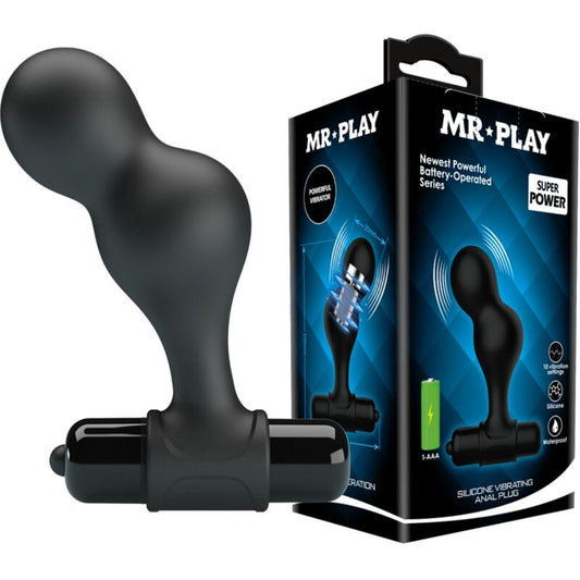 MR PLAY - VIBRIERENDER ANALSTECKER AUS SCHWARZEM SILIKON