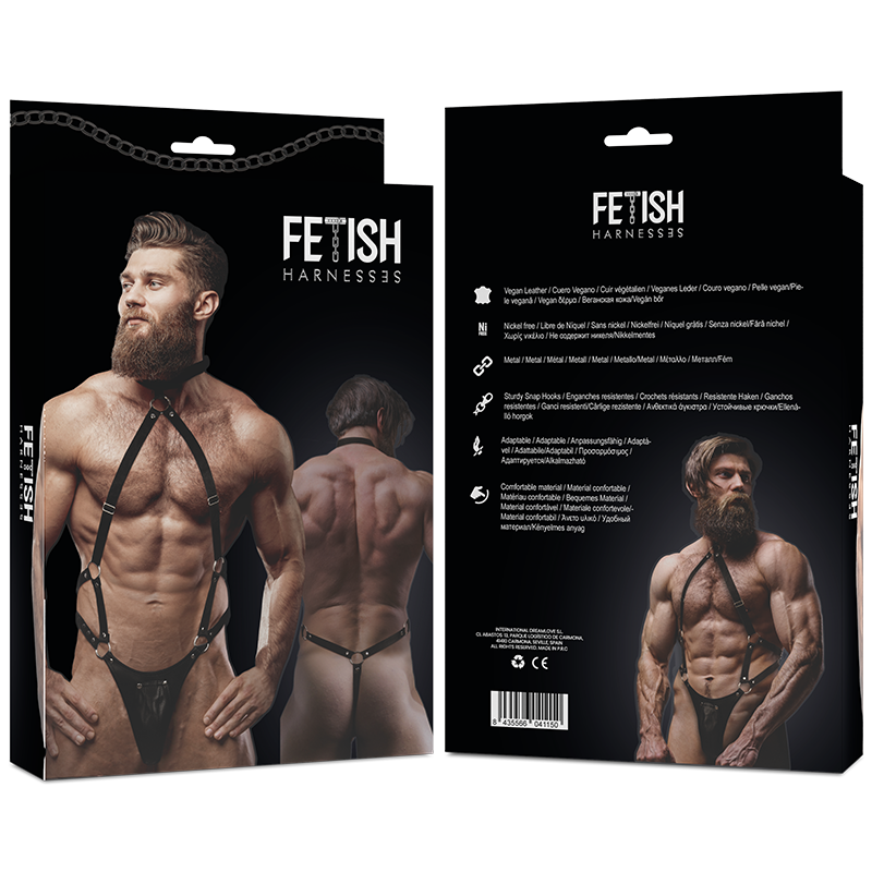 FETISH SUBMISSIVE ATTITUDE - ARNÊS JOCK STRAP DE COURO ECO MASCULINO