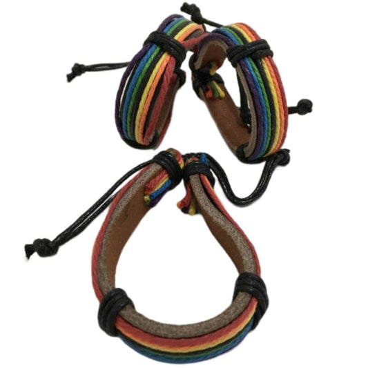 PRIDE - BRAUNES LEDERARMBAND MIT LGBT-FLAGGE