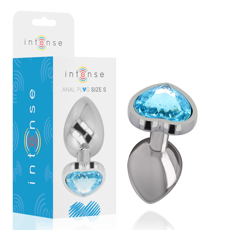 INTENSE - BLUE HEART ALUMINUM METAL BUTT PLUG SIZE S