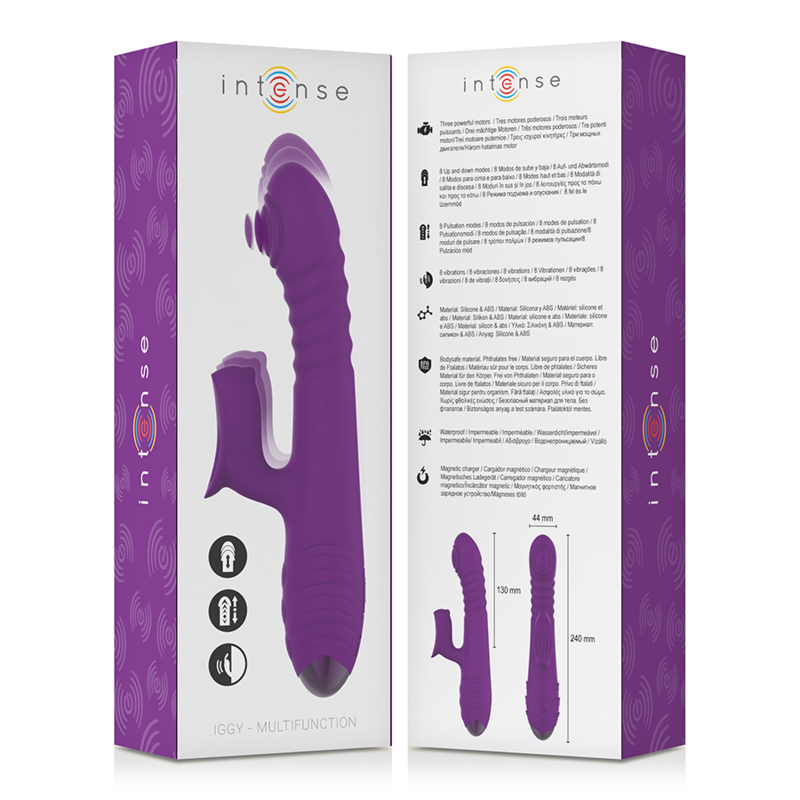 INTENSE - VIBRADOR RECARREGVEL MULTIFUNO IGGY PARA CIMA E PARA BAIXO COM ESTIMULADOR CLITÓRICO ROXO