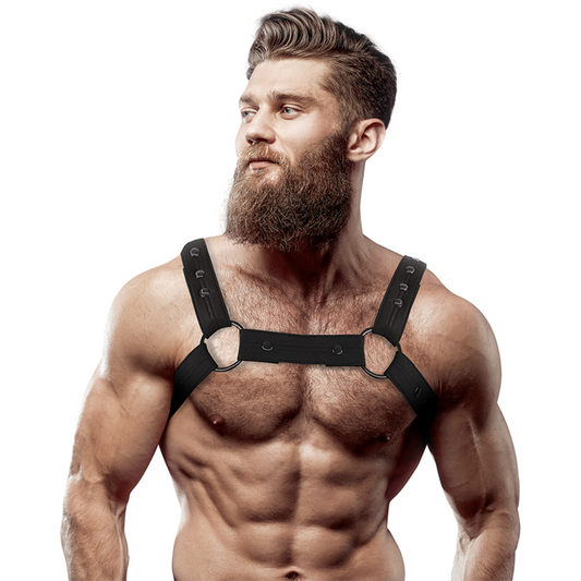 FETISH SUBMISSIVE ATTITUDE - ADJUSTABLE NEOPRENE CHEST SPORT HARNESS FOR MEN