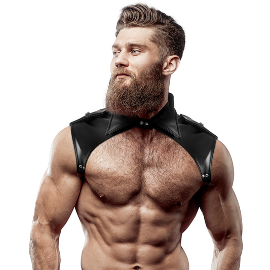 FETISH SUBMISSIVE ATTITUDE - ADJUSTABLE ECO LEATHER NECK HARNESS MALE BRIGADE