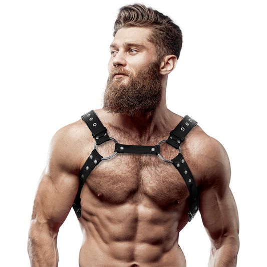 FETISH SUBMISSIVE ATTITUDE - MALE ECO LEATHER CHEST HARNESS WITH STUDS