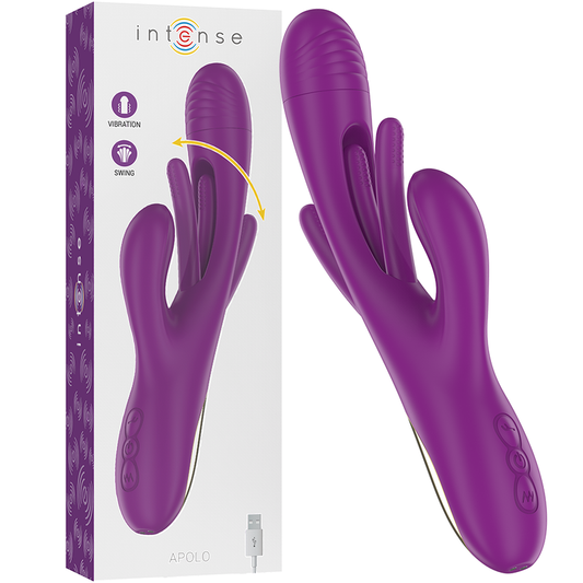 INTENSE - APOLO RECHARGEABLE MULTIFUNCTION VIBRATOR 7 VIBRATIONS WITH PURPLE OSCILLATING TONGUE