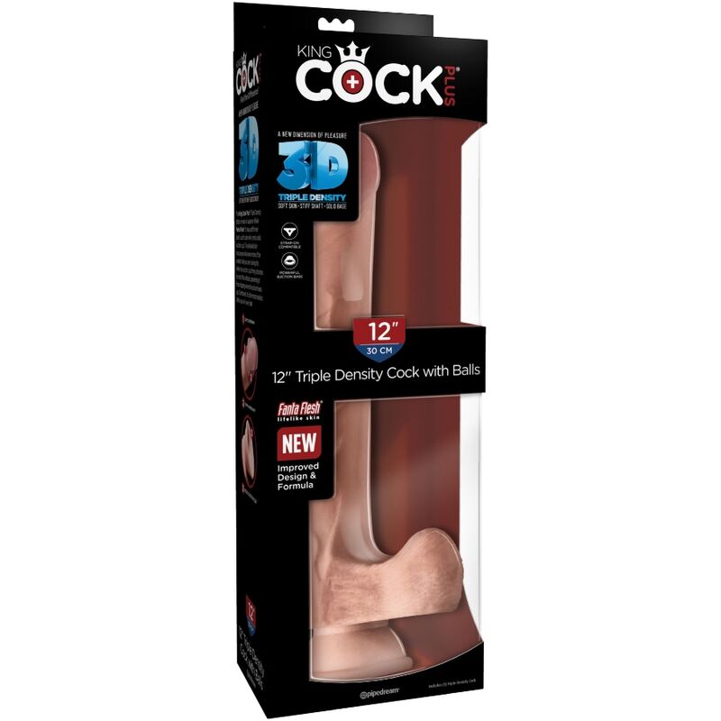 KING COCK - PÊNIS REALÍSTICO COM BOLAS 3D 24.8 CM LUZ