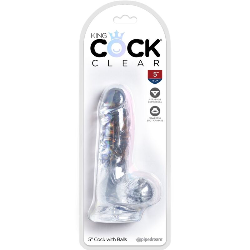 KING COCK - CLEAR PÊNIS REALÍSTICO COM BOLAS 10.1 CM TRANSPARENTE