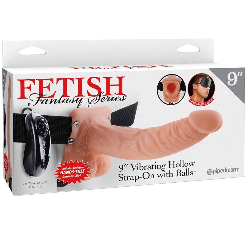 FETISH FANTASY SERIES - ADJUSTABLE HARNESS WITH REMOTE CONTROL REALISTIC PENIS WITH TESTICLES 23 CM