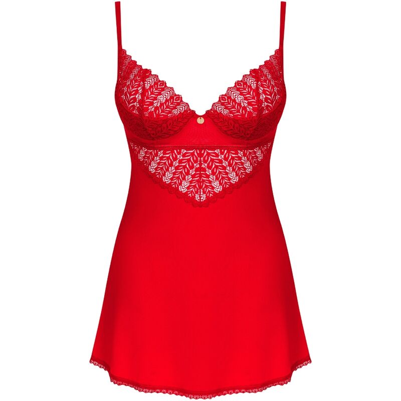 OBSESSIVE - INGRIDIA CHEMISE & TANGA RED XL/XXL