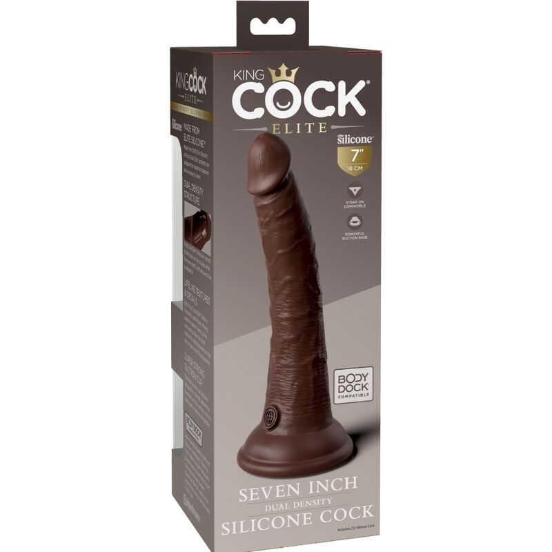 KING COCK - ELITE DILDO DE SILICONE REALÍSTICO 17.8 CM CASTANHO