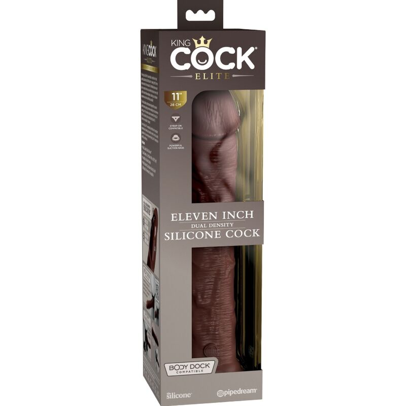 KING COCK - ELITE DILDO DE SILICONE REALISTA 28 CM MARROM