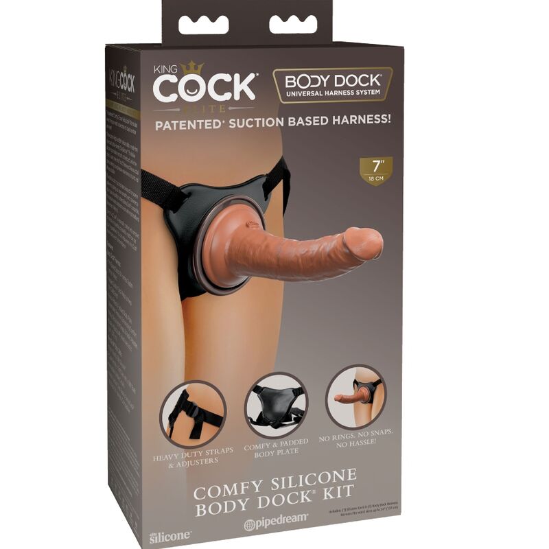 KING COCK - ELITE KOMFORTABLER VERSTELLBARER HARNESS MIT 17,8 CM DILDO