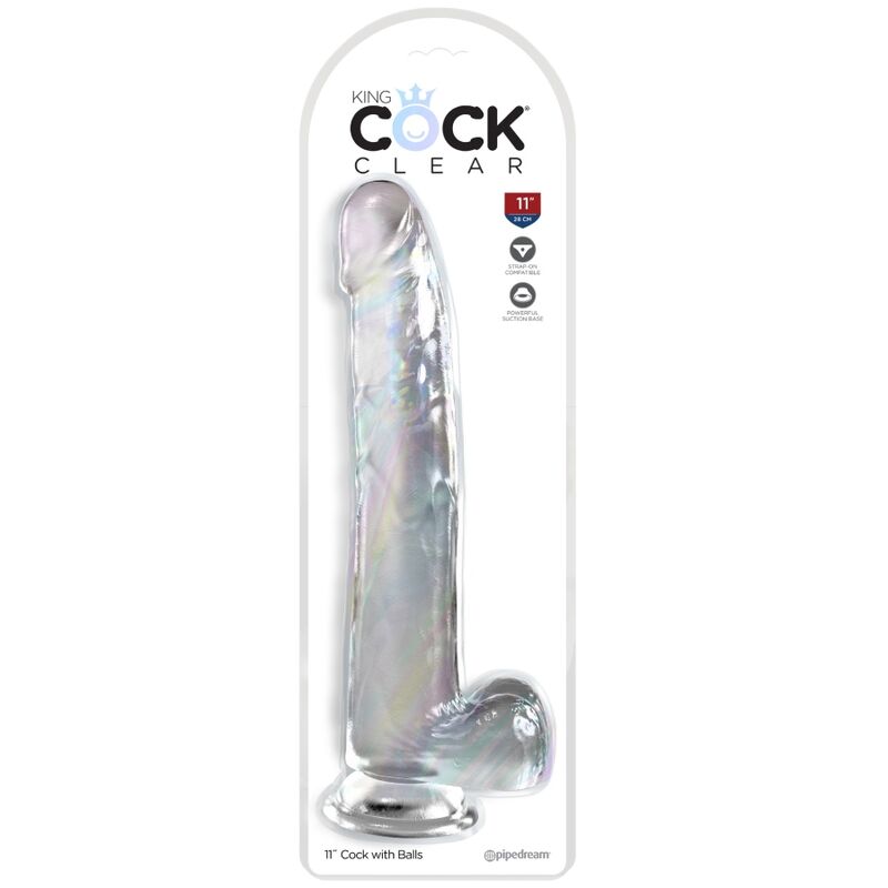 KING COCK - KLARER DILDO MIT HODEN 24,8 CM TRANSPARENT