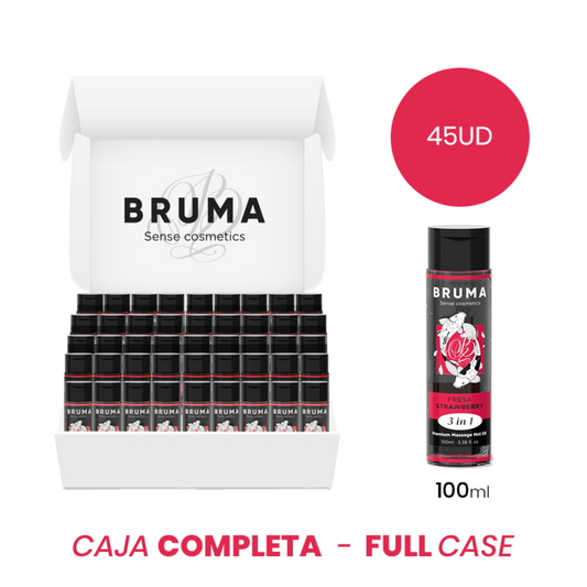 MOQ 45 - BRUMA ÓLEO DE MASSAGEM PREMIUM EFEITO CALOR SABOR MORANGO 3 EM 1 - 100 ML