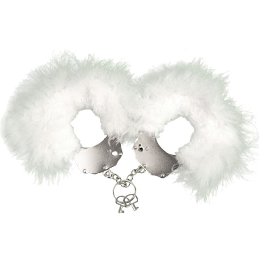 ADRIEN LASTIC - METAL HANDCUFFS WITH WHITE FEATHERS