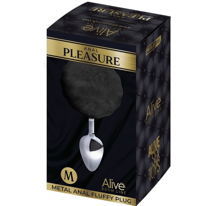 ALIVE - BLACK FLUFFY METAL SPIRAL ANAL PLEASURE PLUG SIZE M