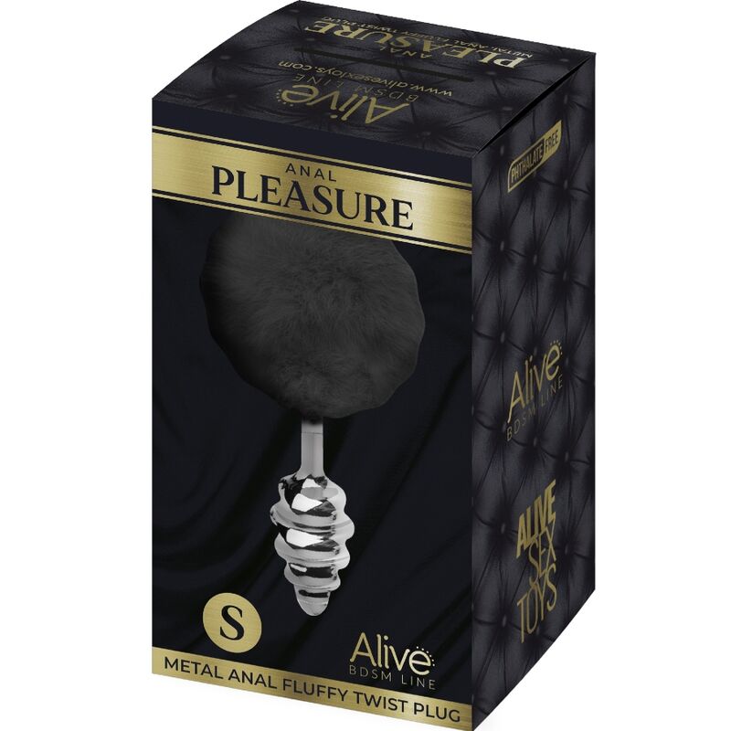 ALIVE - BLACK FLUFFY METAL SPIRAL ANAL PLEASURE PLUG SIZE S