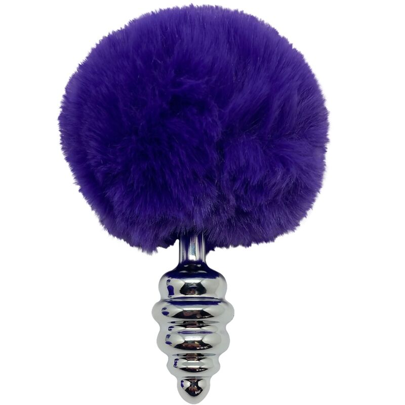 ALIVE - SPIRAL METAL ANAL PLEASURE PLUG FLUFFY DARK VIOLET SIZE L