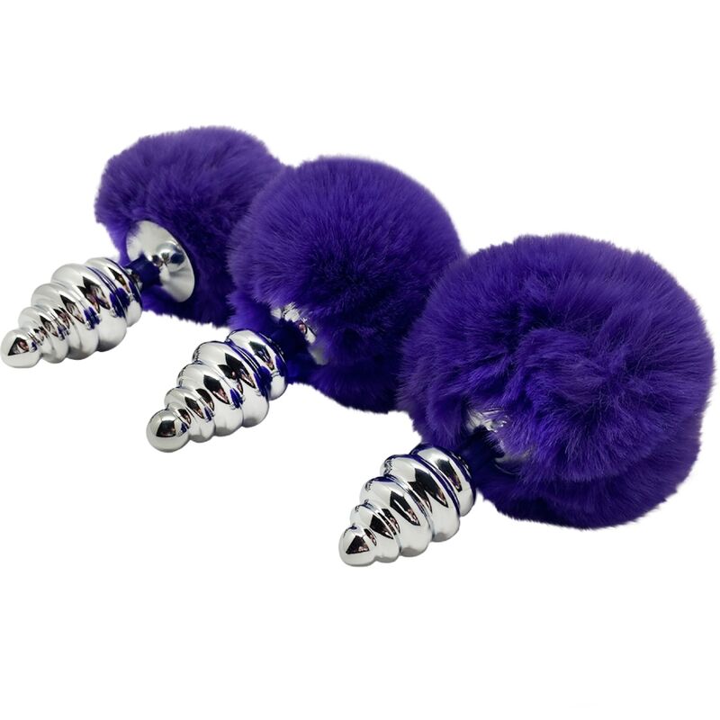 ALIVE - SPIRAL METAL ANAL PLEASURE PLUG FLUFFY DARK VIOLET SIZE L