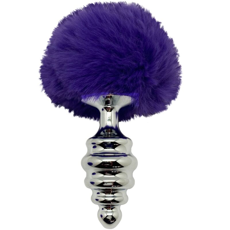 ALIVE - SPIRAL METAL ANAL PLEASURE PLUG FLUFFY DARK VIOLET SIZE L