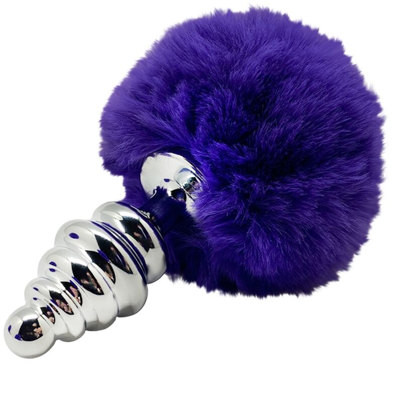 ALIVE - SPIRAL METAL ANAL PLEASURE PLUG FLUFFY DARK VIOLET SIZE L