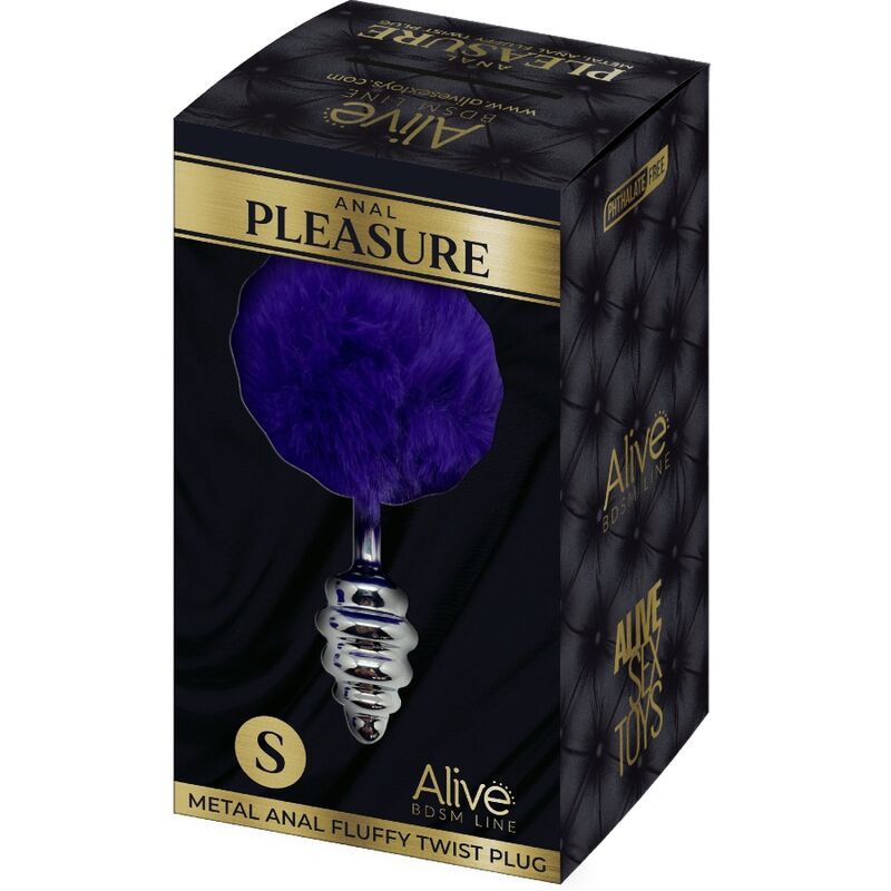 ALIVE - SPIRAL METAL ANAL PLEASURE PLUG FLUFFY DARK VIOLET SIZE S