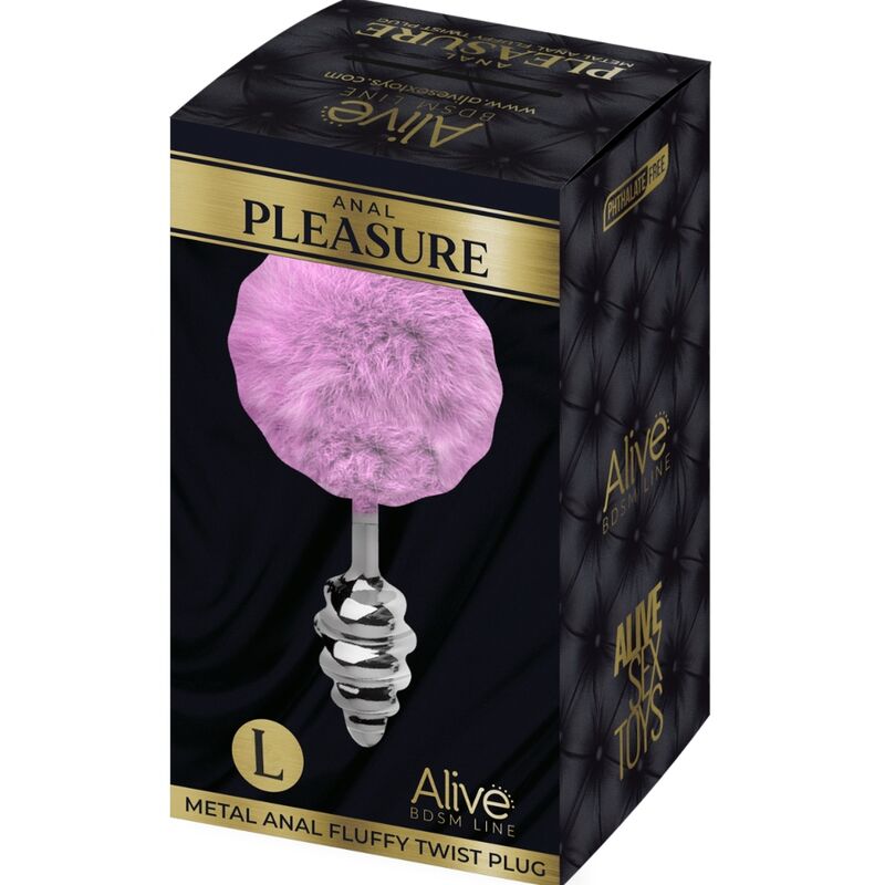 ALIVE - PURPLE FLUFFY METAL SPIRAL ANAL PLEASURE PLUG SIZE L