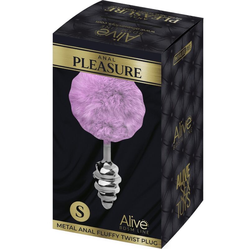 ALIVE - PURPLE FLUFFY METAL SPIRAL ANAL PLEASURE PLUG SIZE S