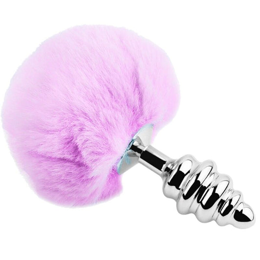 ALIVE - PURPLE FLUFFY METAL SPIRAL ANAL PLEASURE PLUG SIZE L