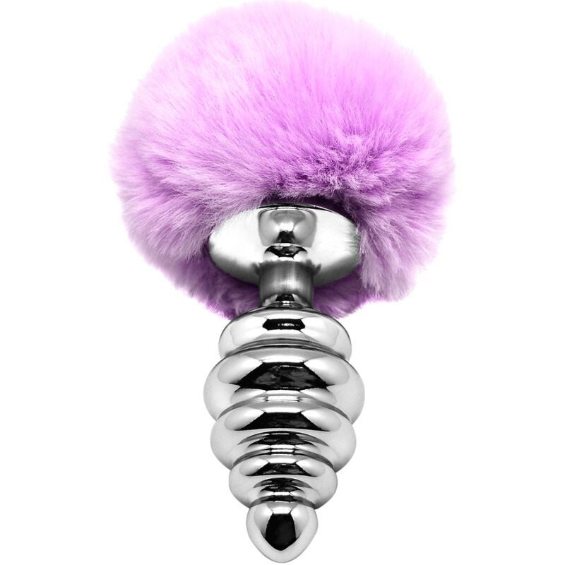 ALIVE - PURPLE FLUFFY METAL SPIRAL ANAL PLEASURE PLUG SIZE L