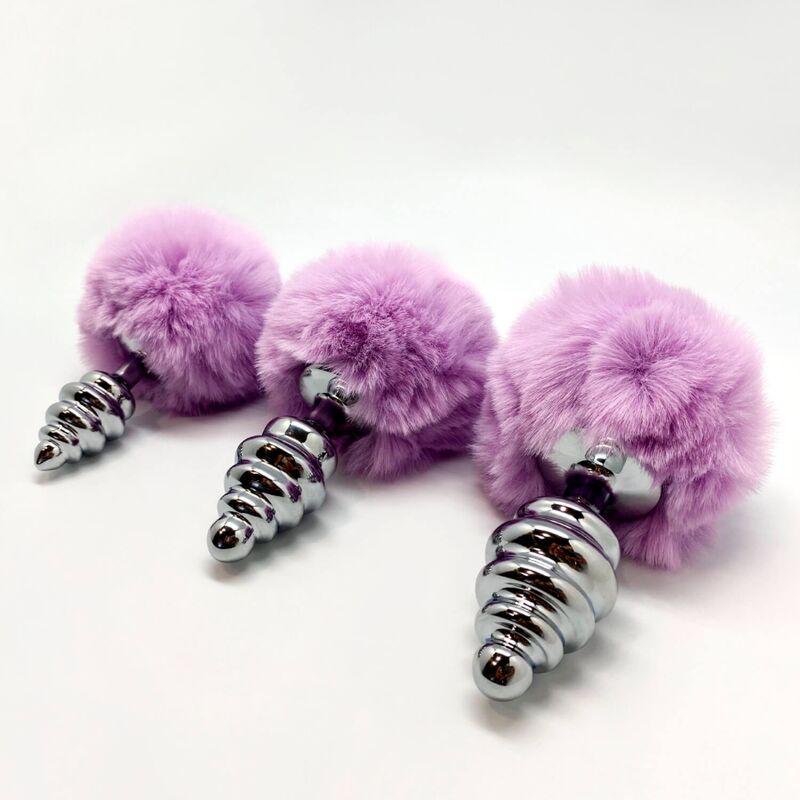 ALIVE - PURPLE FLUFFY METAL SPIRAL ANAL PLEASURE PLUG SIZE L