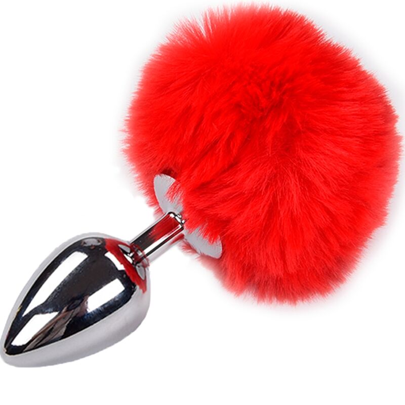 ALIVE - RED FLUFFY SMOOTH METAL ANAL PLEASURE PLUG SIZE S